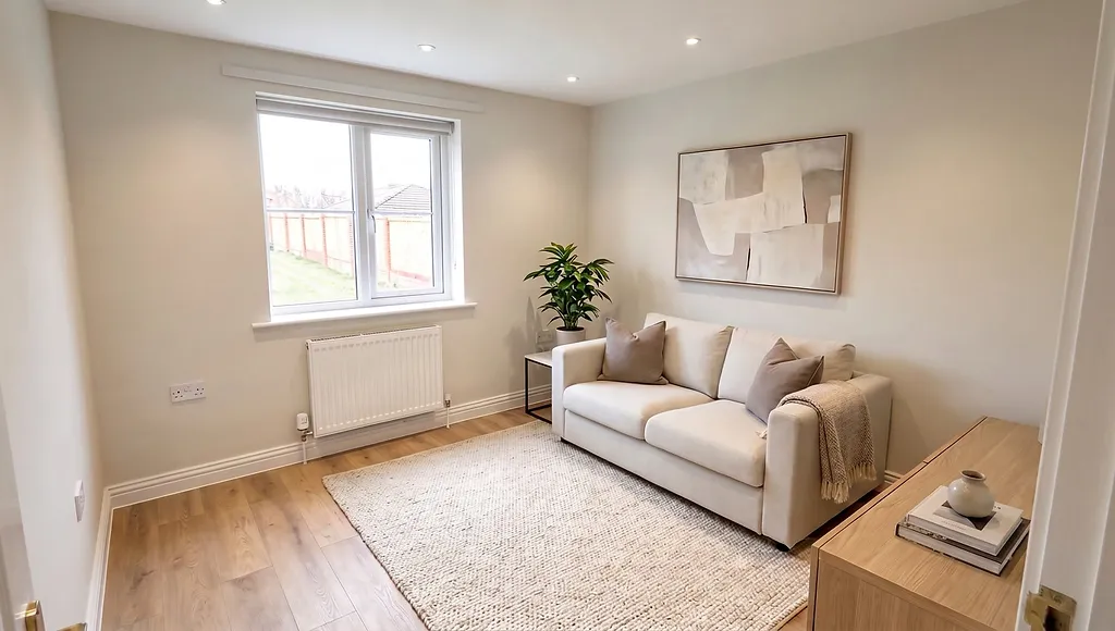 Illustrative example: the same living room after refurbishment — not a completed PPS project