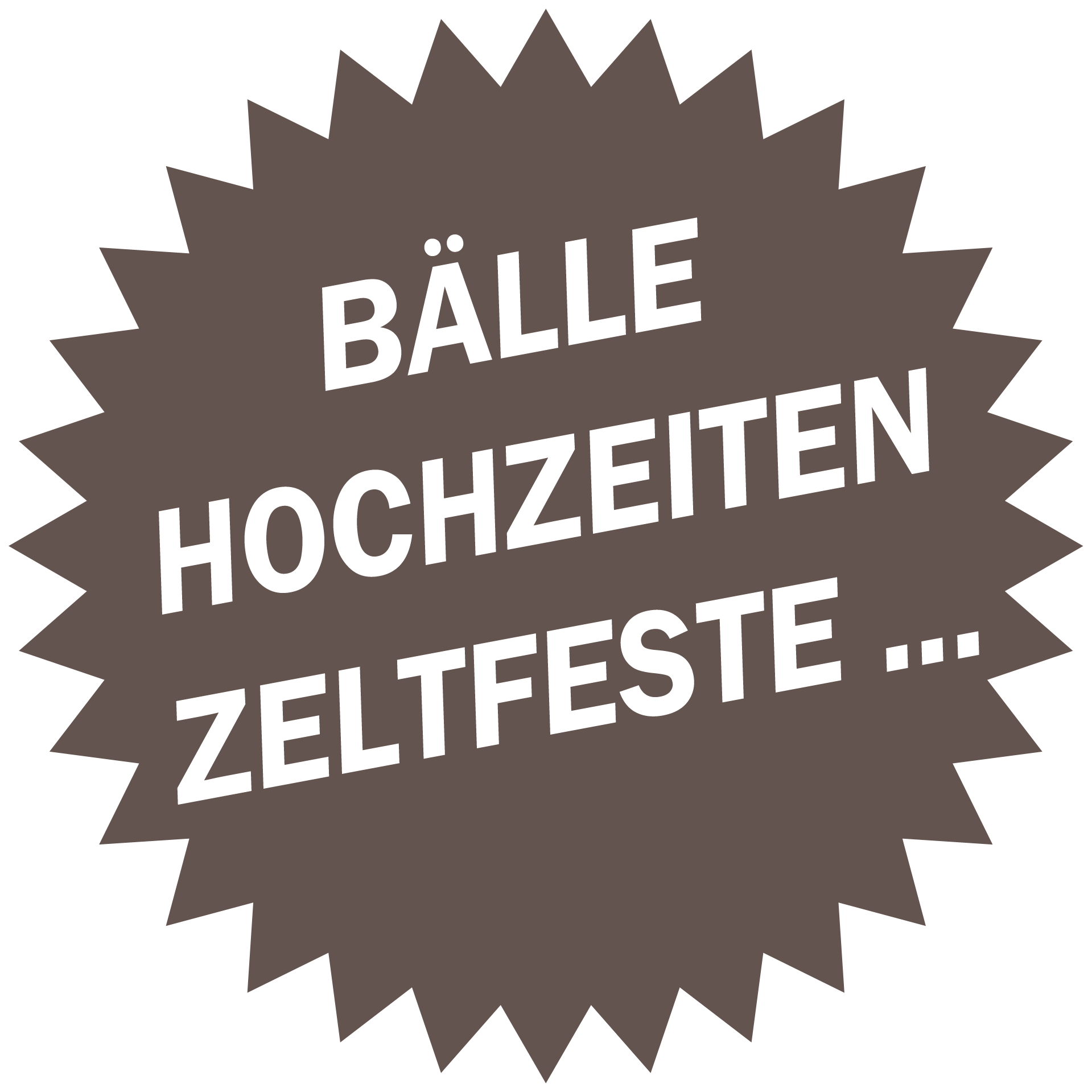 Bälle, Hochzeiten, Zeltfeste