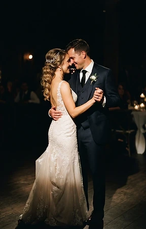 Couple on a dimly lit dance floor