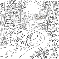 Coloring sheet 11: The Snowy Path Home