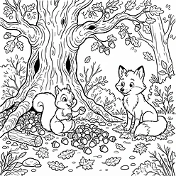 Coloring sheet 7: Scamp's Autumn Counting