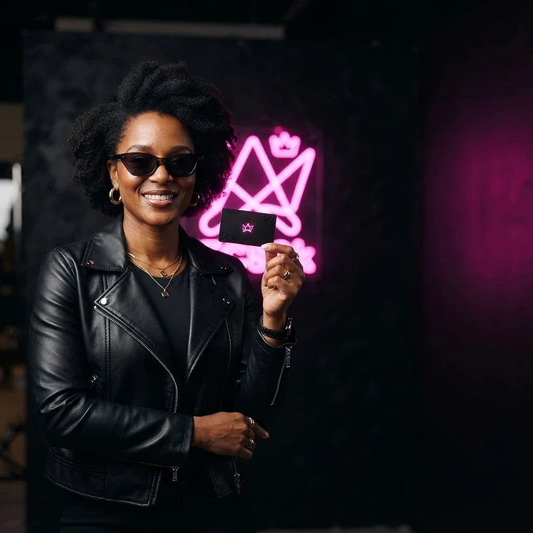 Creator holding Classic Black BaddieTap card