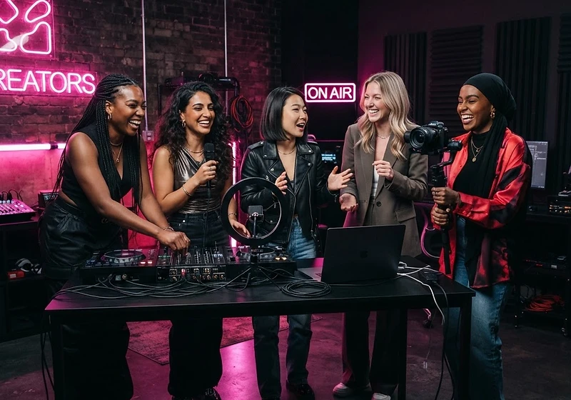 Stylish creators in a studio