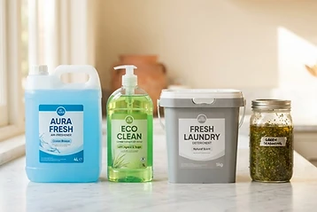 Une sélection de produits d'entretien et de la maison