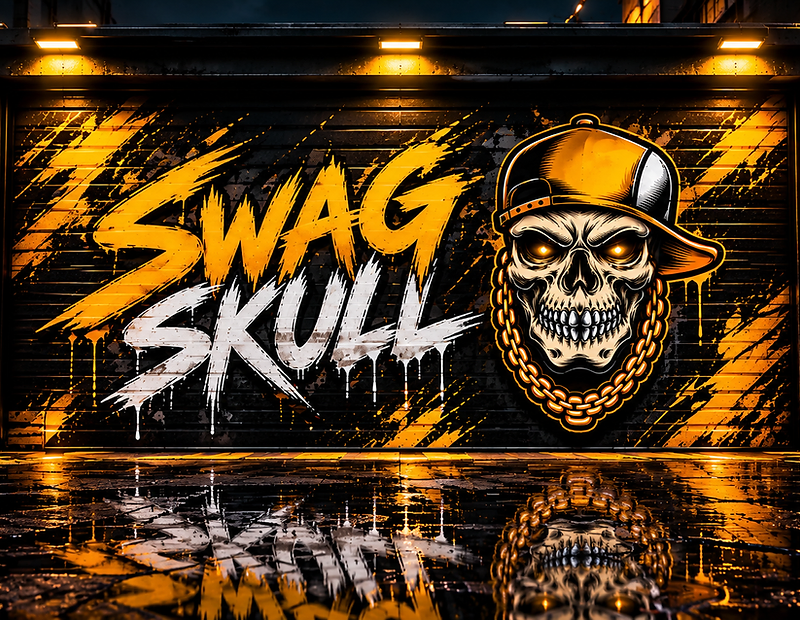 SWAG SKULL graffiti garage door
