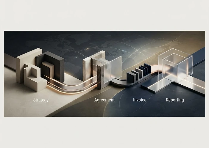 An abstract global transaction lifecycle from strategy through reporting