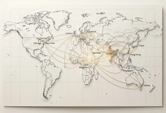 International network linking India with North America, Europe, the Middle East and Asia-Pacific