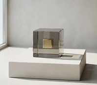 Glass and brass sculpture representing audit & assurance