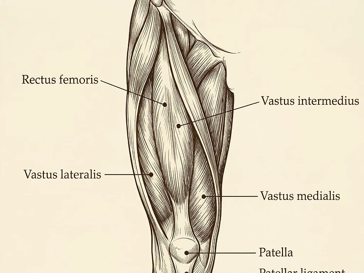 Real anatomy photo spot: rectus femoris, vastus lateralis, vastus medialis, vastus intermedius