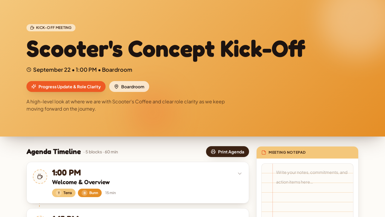 Scooter's Kick Off template preview