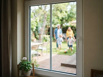 Ventana corredera de PVC blanco con doble acristalamiento