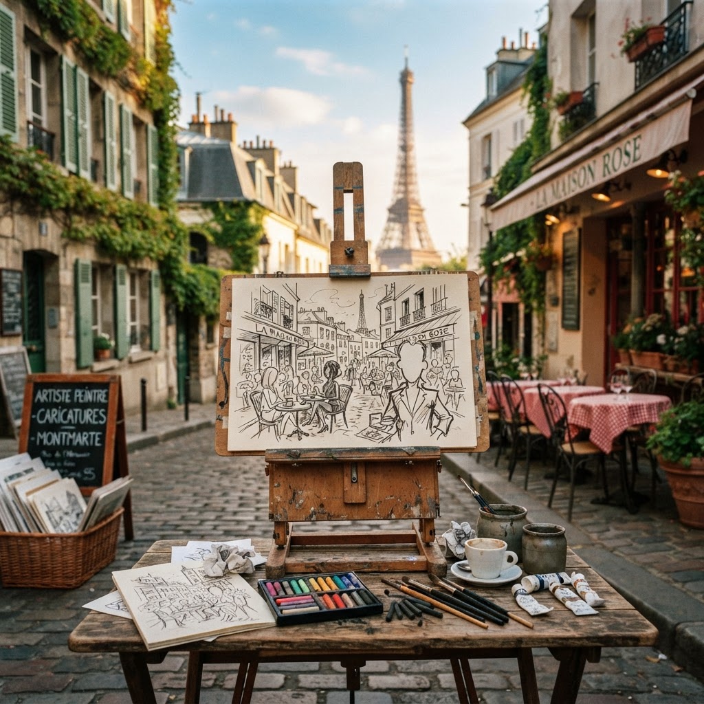 Paris Street Caricature — AI-generated Fun & Whimsical portrait created by the cordn AI Photo Booth