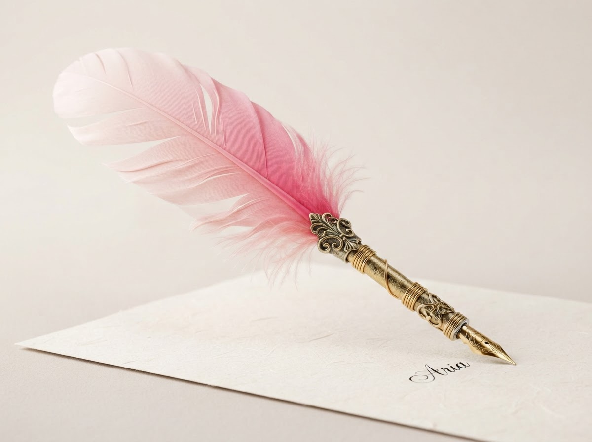 Pink feathered signature pen