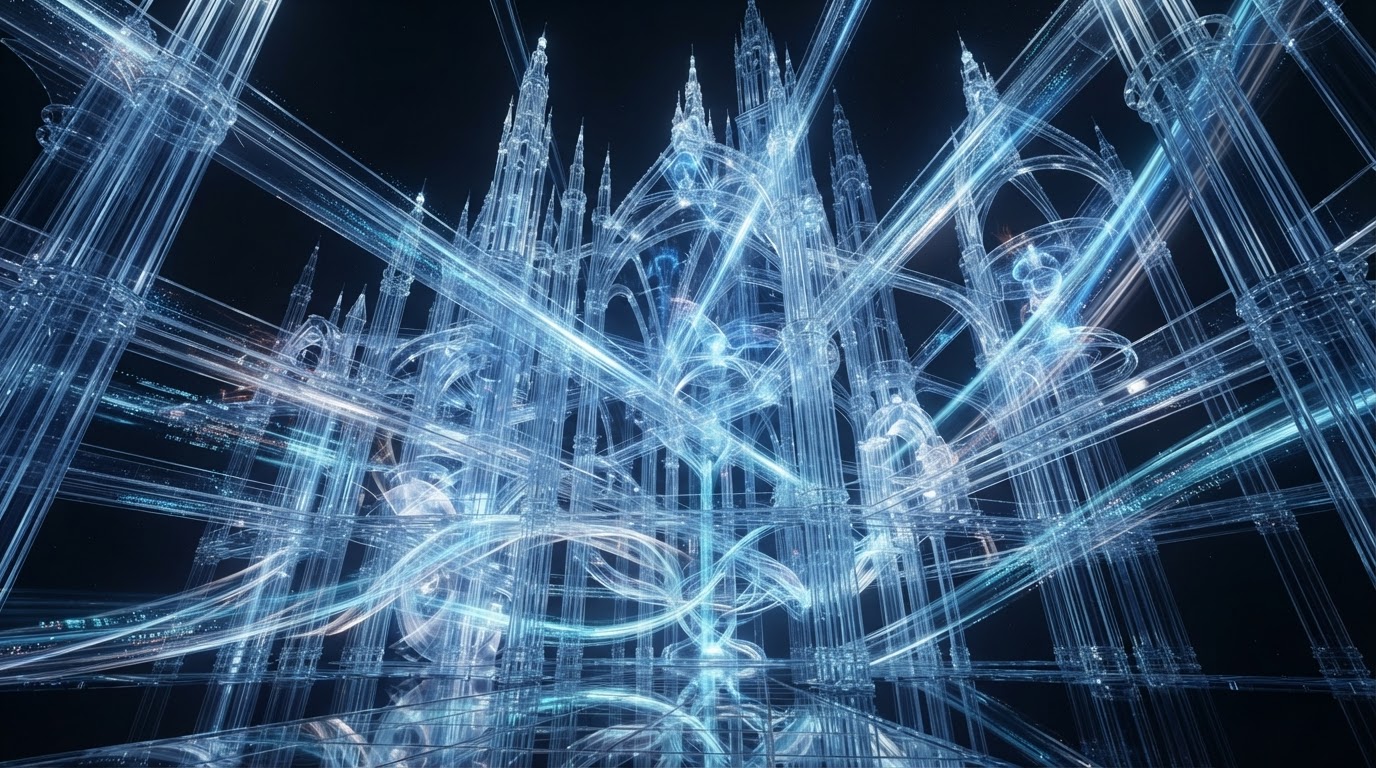 Abstract data architecture representing the Mind At Work studio