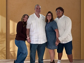 The Callahan family — Matt, Rebekah, Nya, and Lorenzo