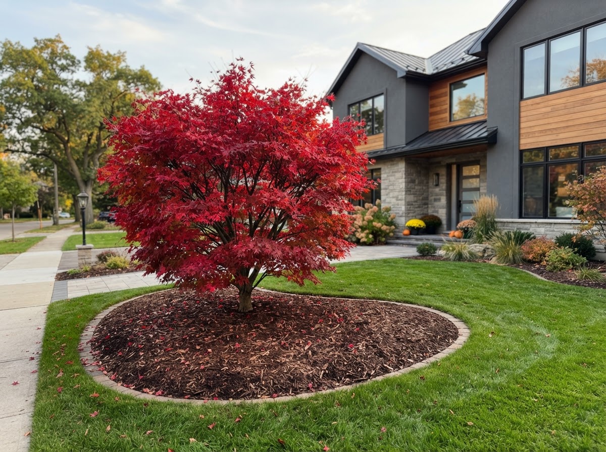 Red Japanese maple accent tree