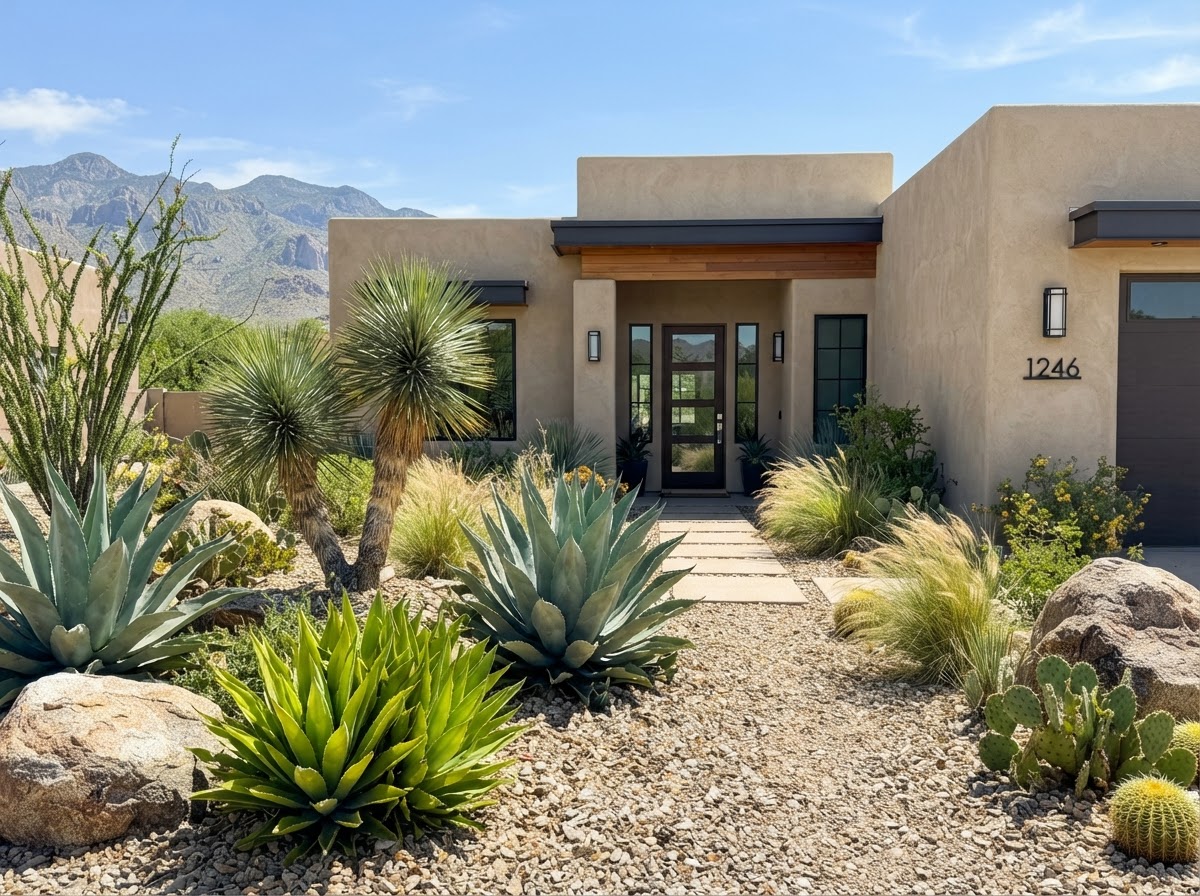 Drought tolerant gravel front yard