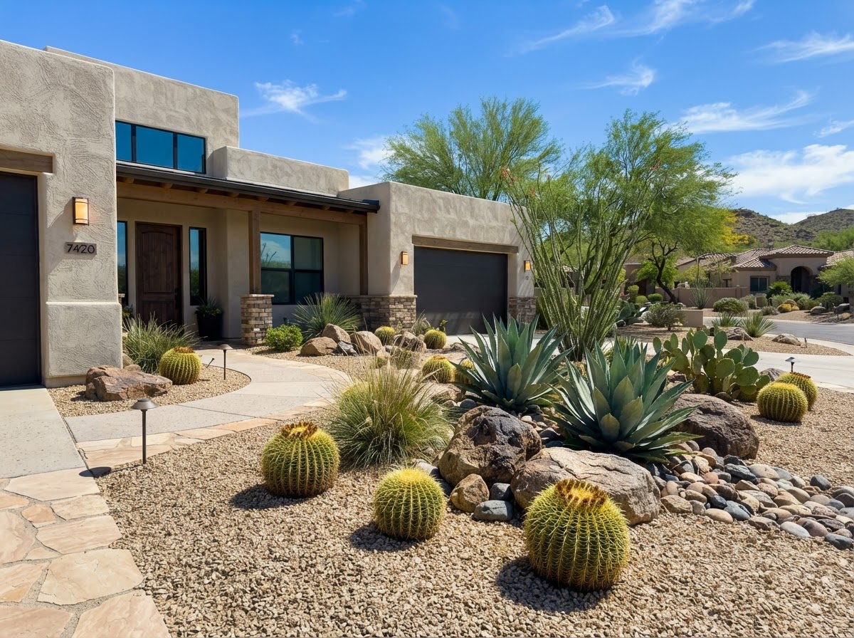 Low maintenance desert front yard