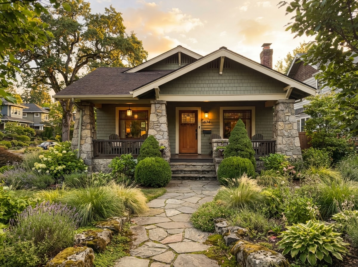 Craftsman bungalow front yard