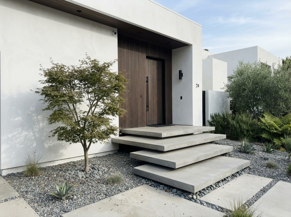 Modern minimalist concrete steps