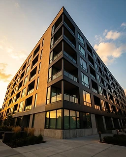 Architectural detail of a multifamily facade