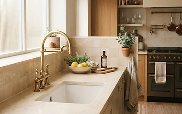 Warm tones meet quartz