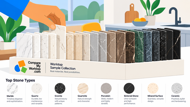 Worktop sample collection — real materials, real possibilities