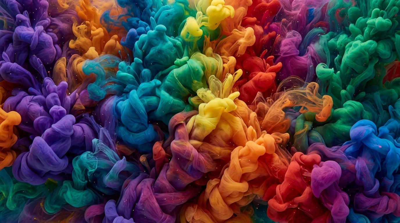 Vibrant coloured ink dispersing underwater