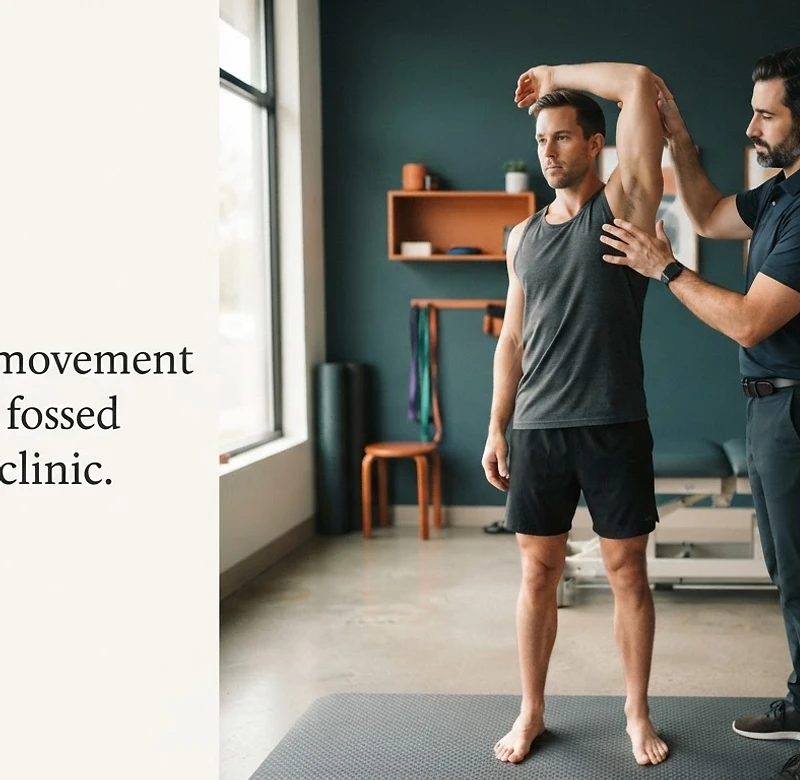 Clinician guiding a patient through a movement assessment