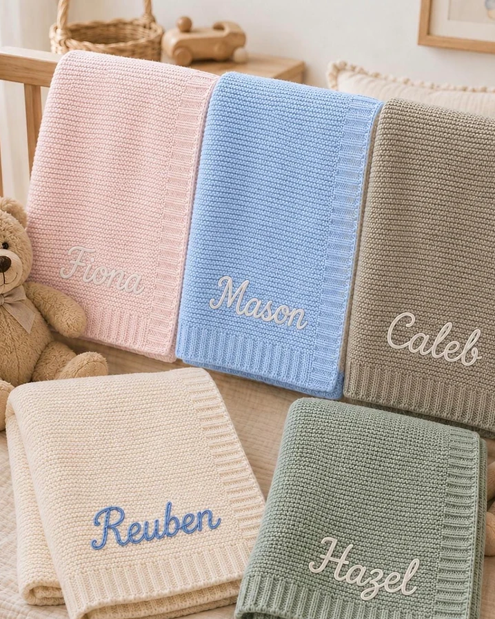 Personalized Name Knit Blanket