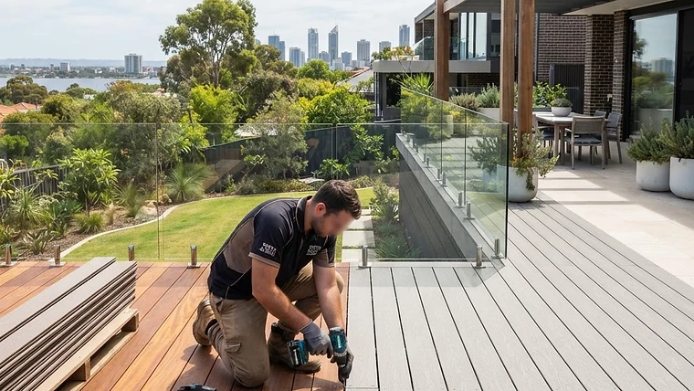 A professional timber deck installed in a Perth backyard.