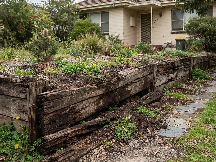 Before — Limestone Retaining Wall