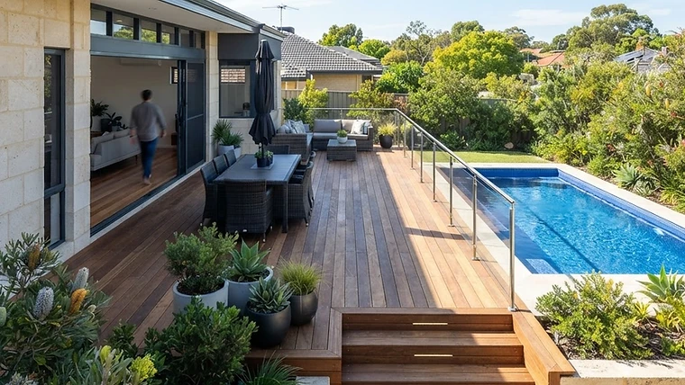 A beautiful timber deck installed by Horizan in a Perth backyard.