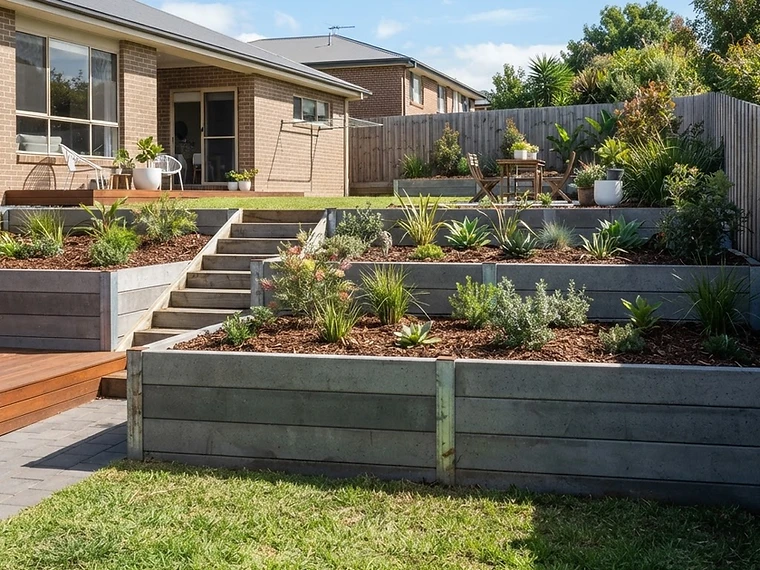 After — Concrete Sleeper Retaining Wall