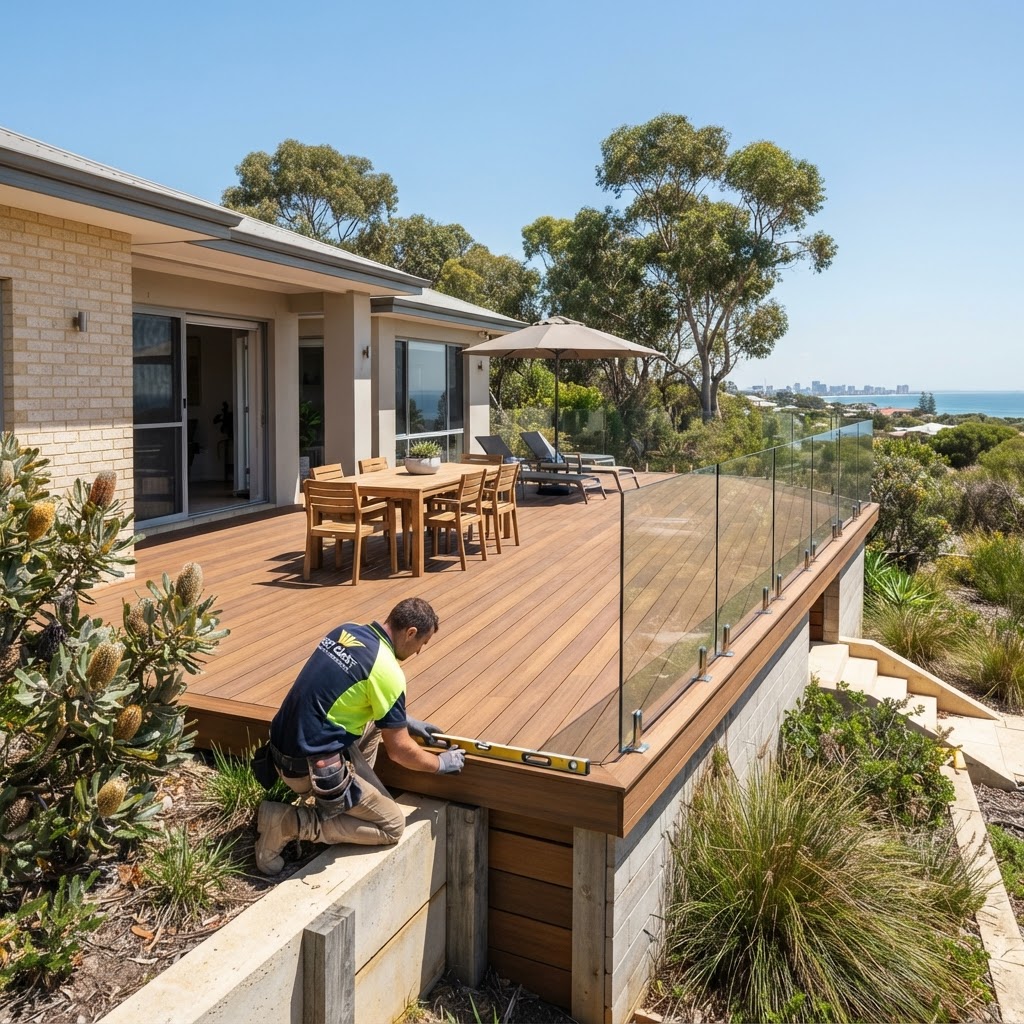 A professionally constructed timber deck in a modern Perth backyard