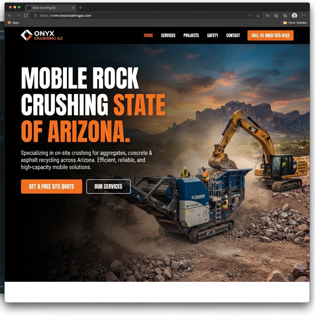 Preview of the website built for Onyx Crushing AZ