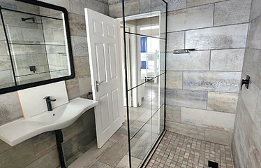 Modern shower bathroom at Rudman Townhouses