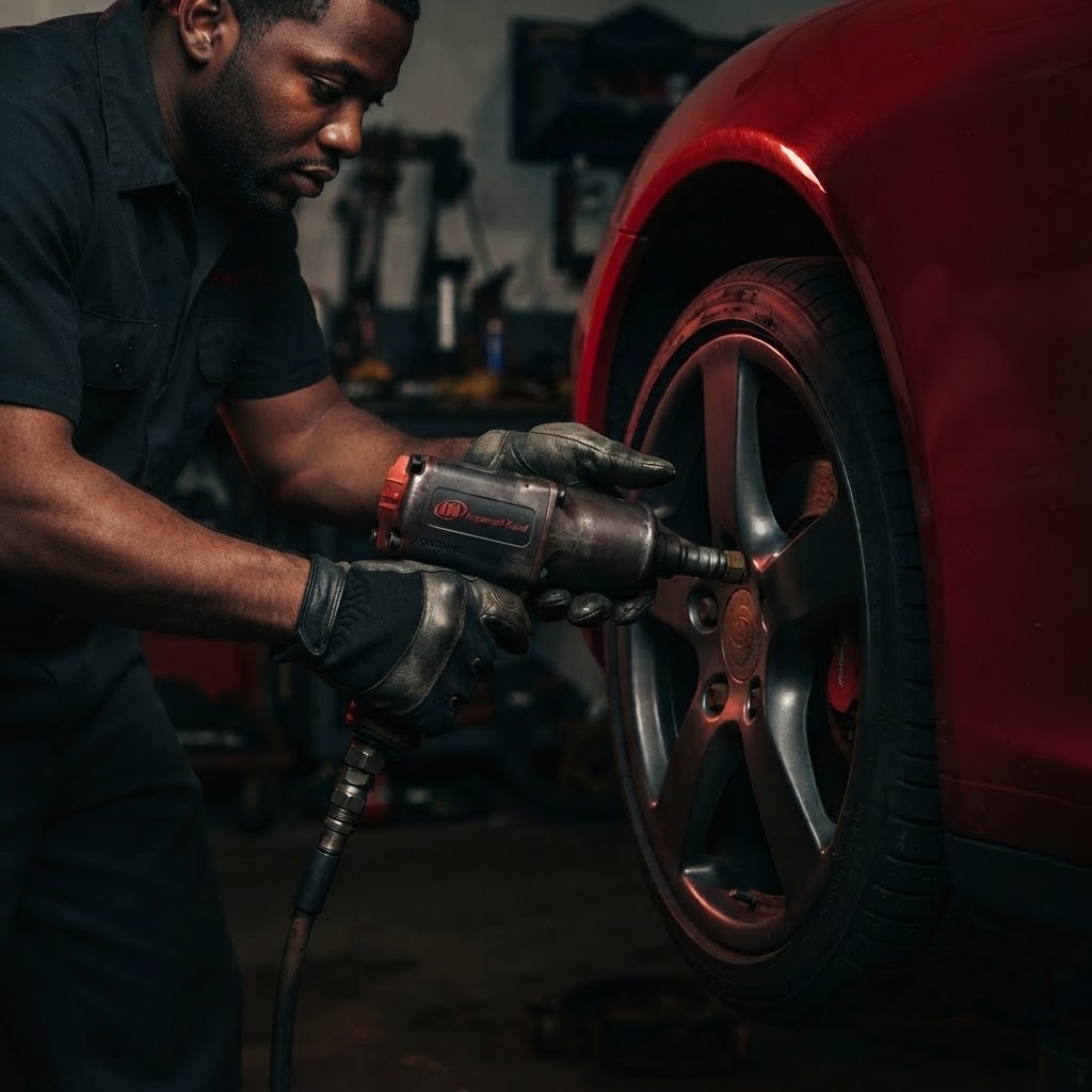 Brake service in progress