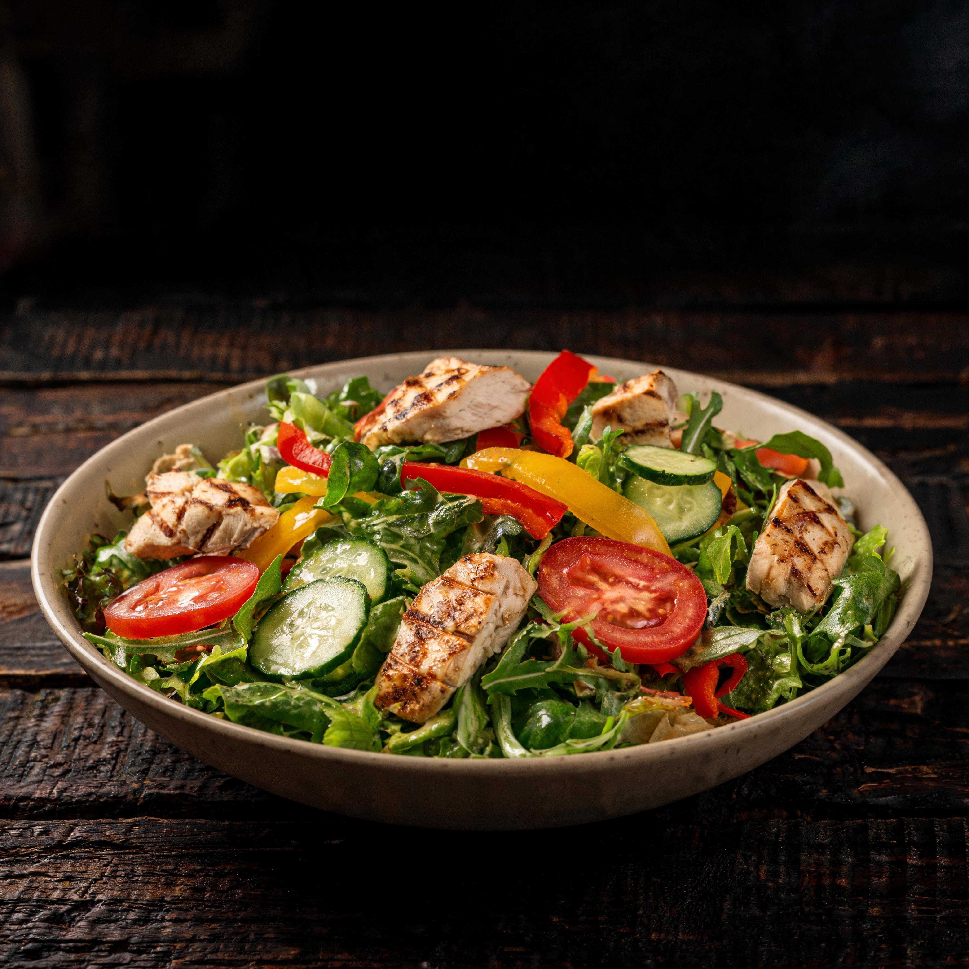 Stor Salat m. Kylling eller Rejer
