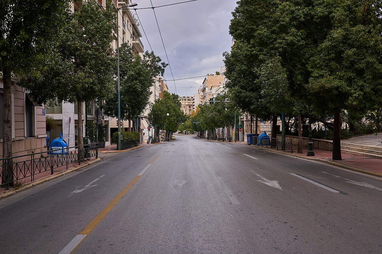 Filellinon Street in Athens during the pandemic, 29 November 2020