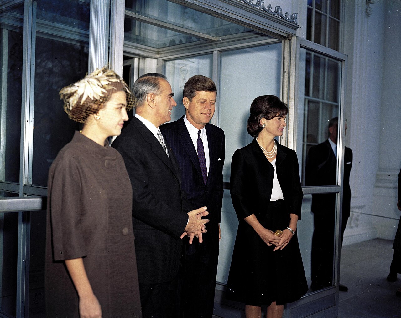 Konstantinos and Amalia Karamanlis at the White House with John and Jacqueline Kennedy, 1961