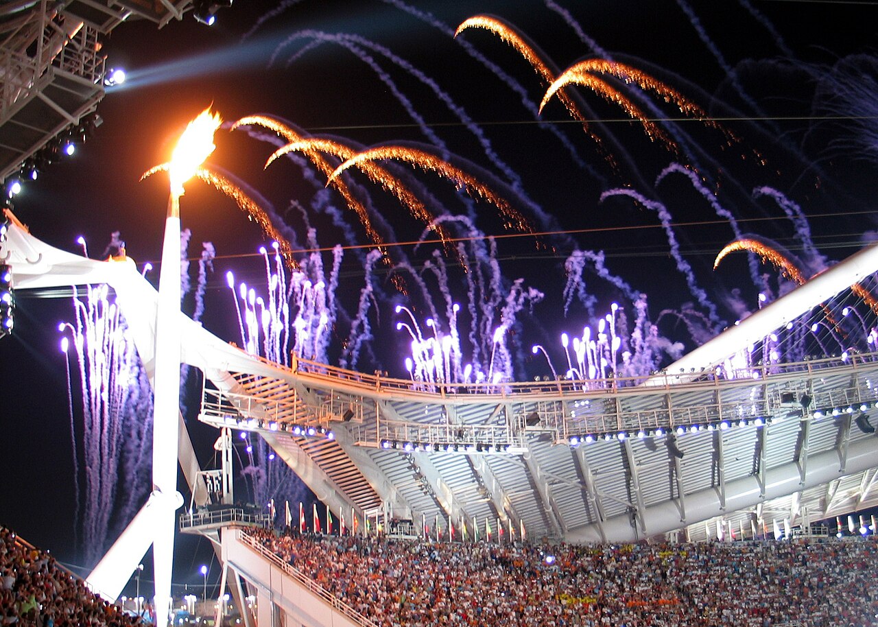 The Olympic flame at the Athens 2004 opening ceremony