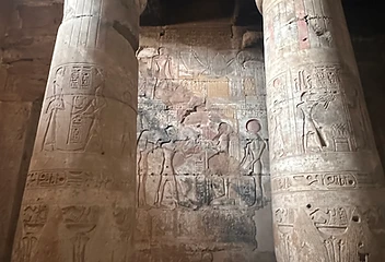 Carved columns leading to an inner sanctuary