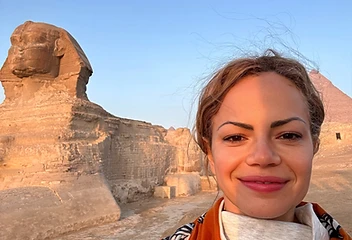 Priscilla with the Great Sphinx of Giza