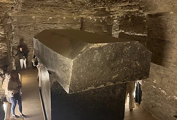 Stone staircase descending into the Osirion at Abydos