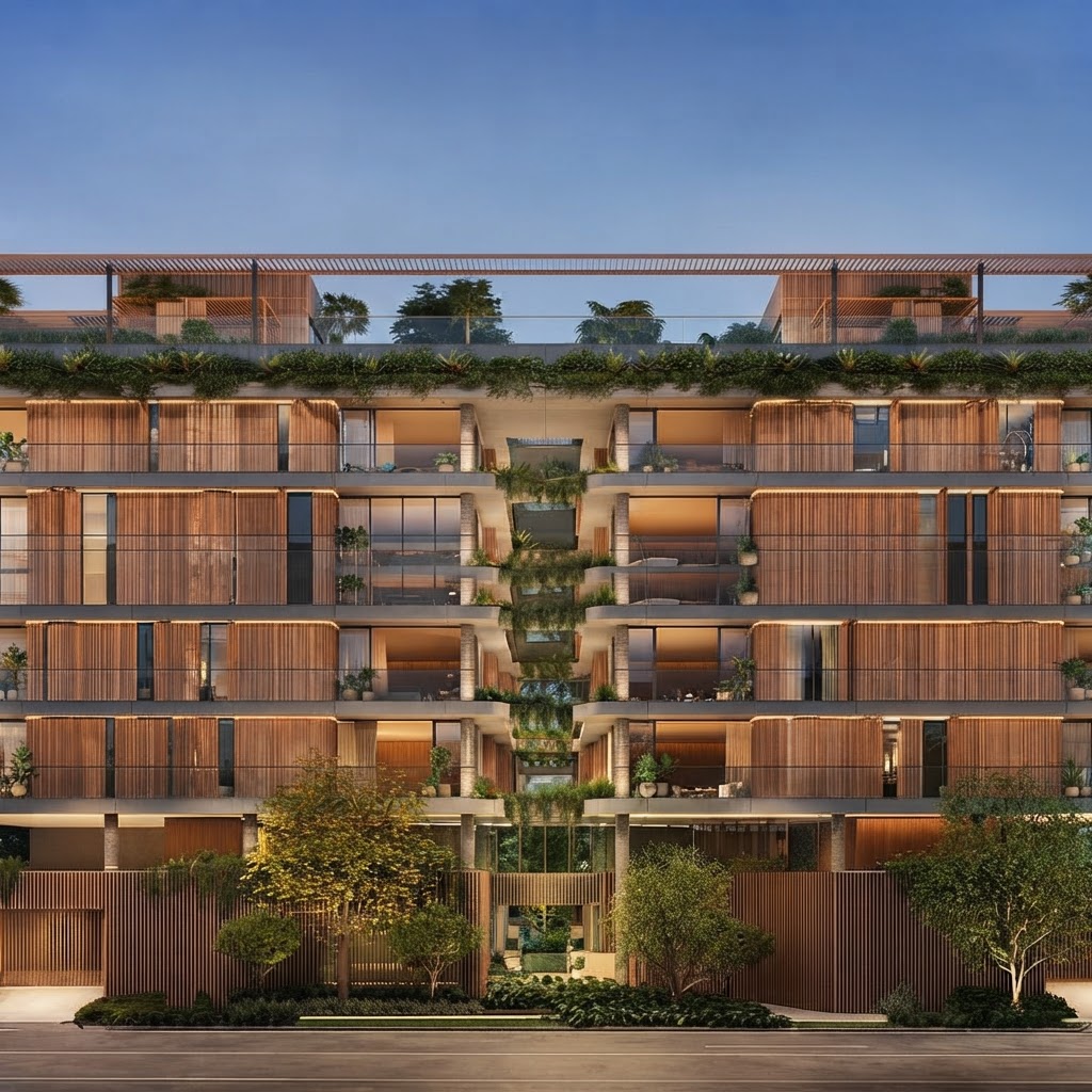 Fachada de Colette Residences al atardecer en la avenida Brickell sur, Miami