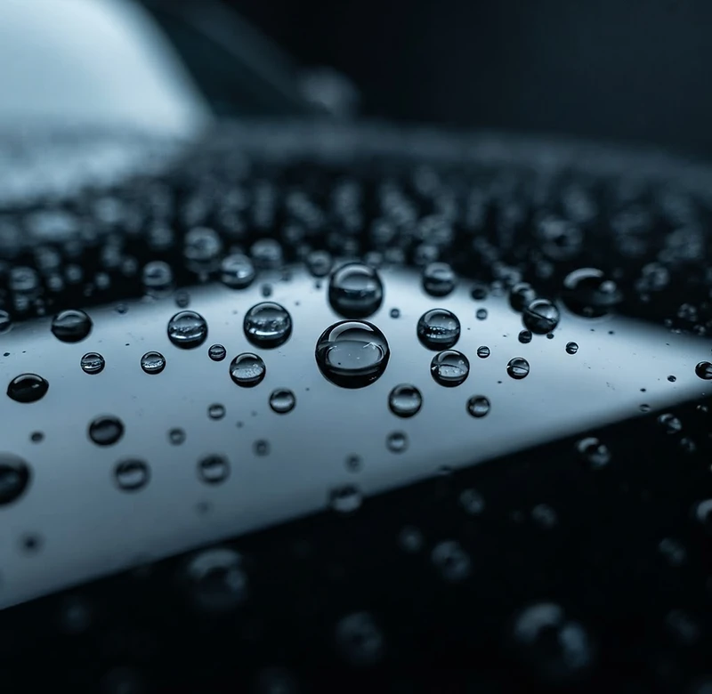 Glanzend gelakte wagen met waterparels