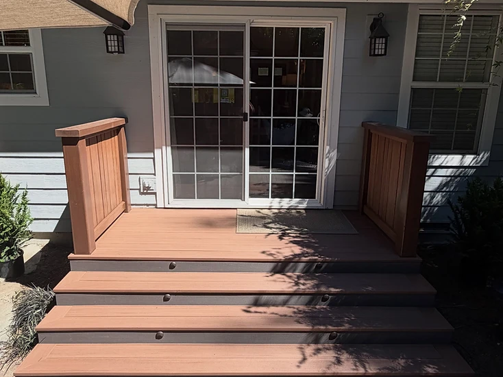 Deck steps, landing and railing