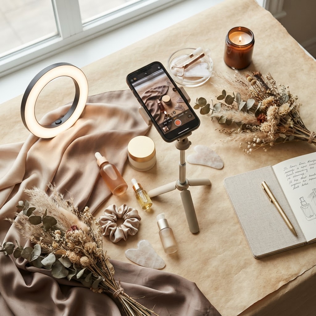 Beauty content creation set up for filming