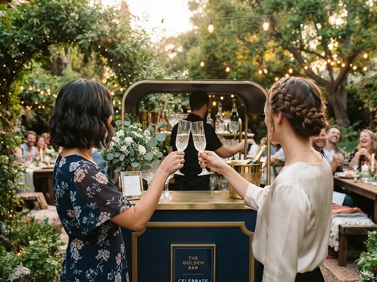 Intimate backyard celebration with mobile bar in Chicago
